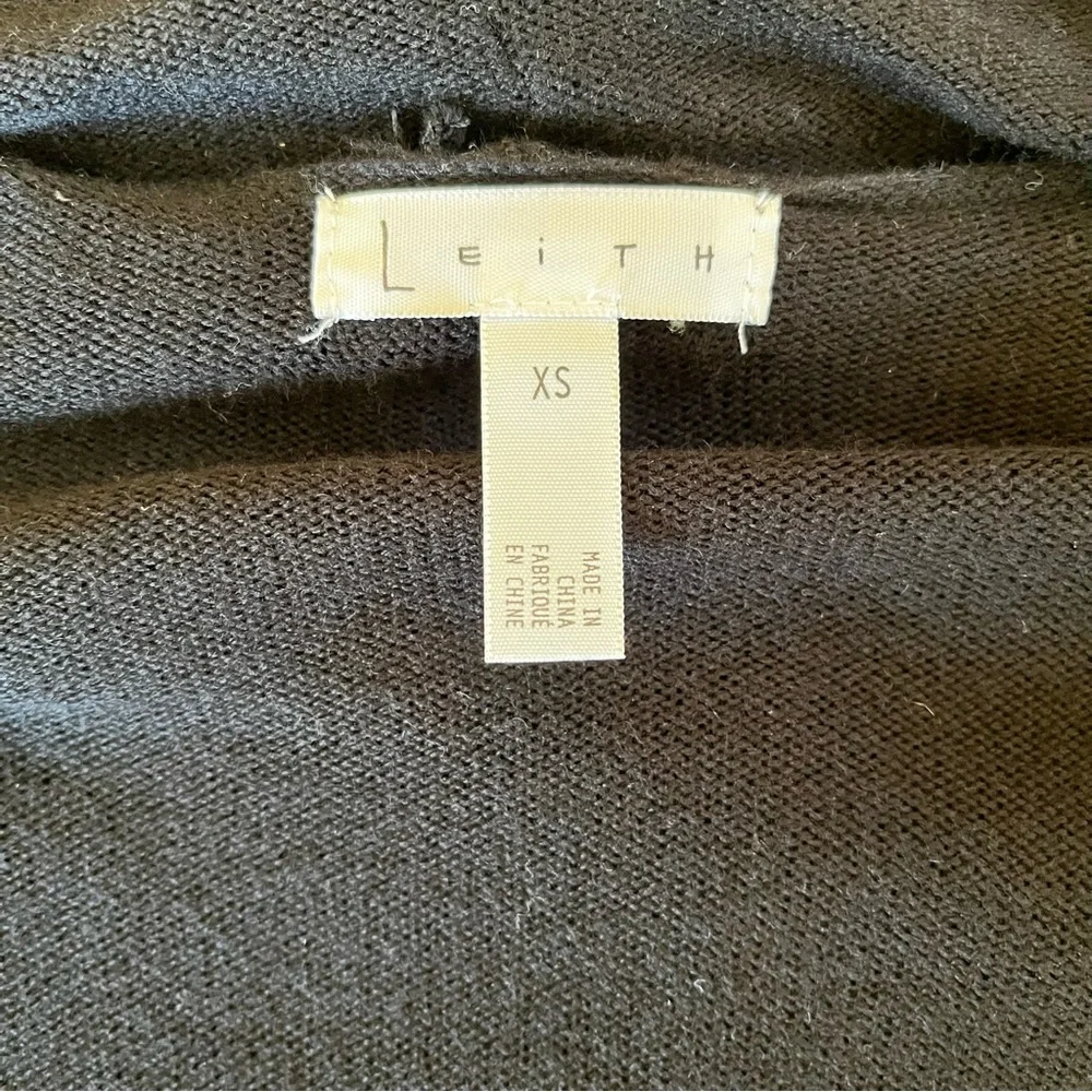 Leith Black Long Open Front Waterfall Cardigan XS
